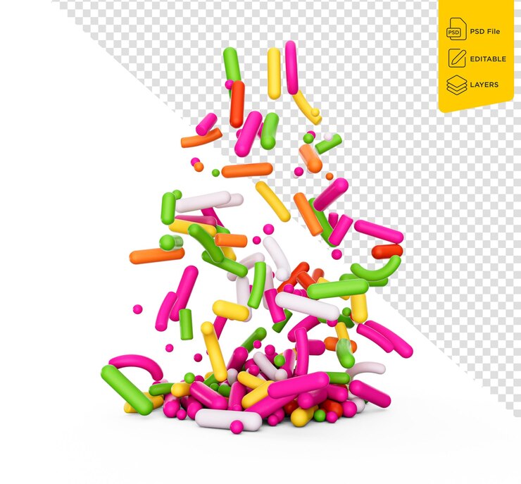 PSD una salpicadura colorida que cae sobre un fondo blanco ilustración en 3d