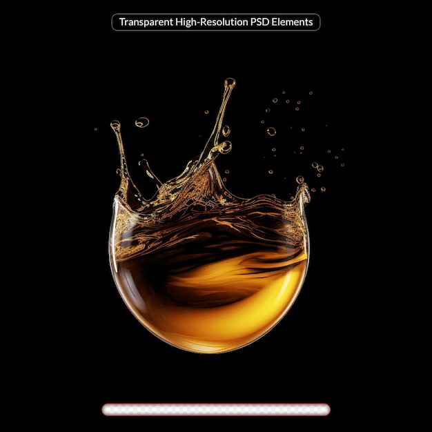 La salpicadura de jugo de naranja aislada y la salpicadura de aceite de fondo transparente