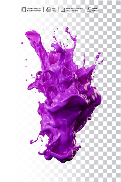 PSD salpicadura de líquido abstracto púrpura de photoshop con transparencia