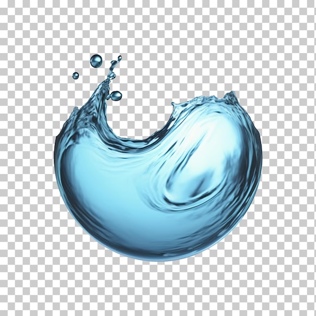 PSD salpicadura de líquido de agua en forma de esfera aislada sobre fondo transparente png psd