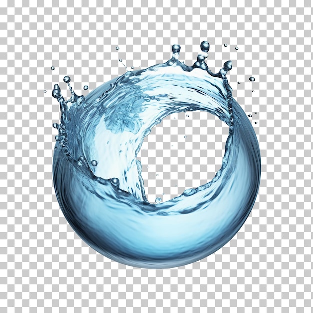Salpicadura de líquido de agua en forma de esfera aislada sobre fondo transparente png psd