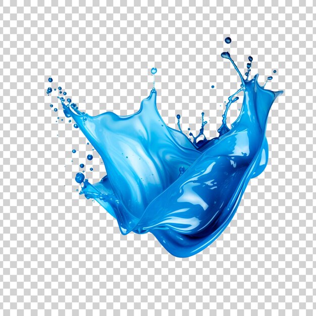 PSD una salpicadura de líquido azul se vierte en un líquido azul transparente