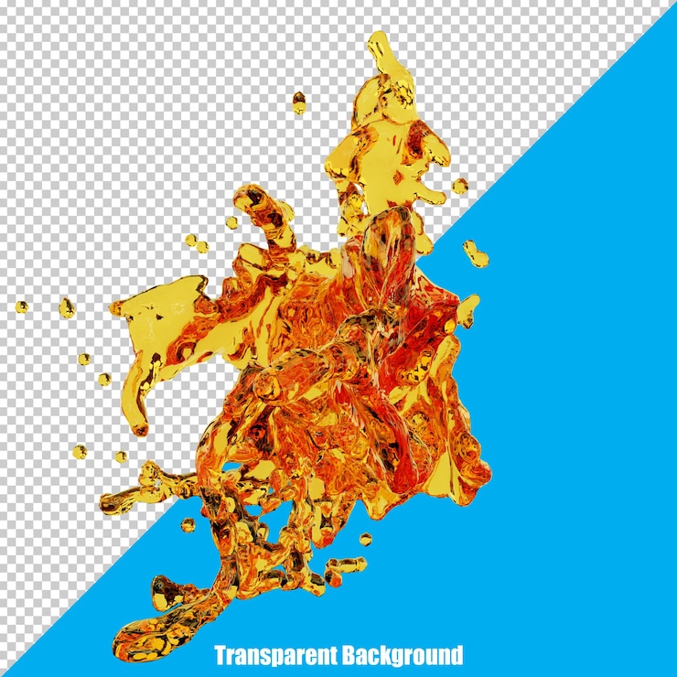 PSD salpicadura de líquido estilizada en 3d con una apariencia realista sobre un fondo transparente