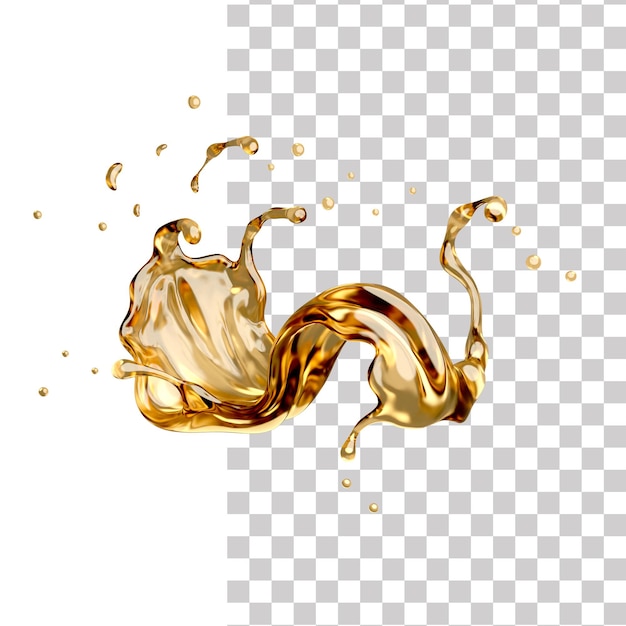 PSD salpicaduras de aceite de oliva o de motor, representación 3d, ilustración 3d