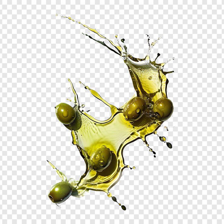 PSD salpicaduras de aceitunas verdes png aisladas sobre un fondo transparente