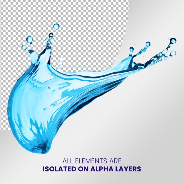 PSD salpicaduras de agua aisladas en la capa alfa png