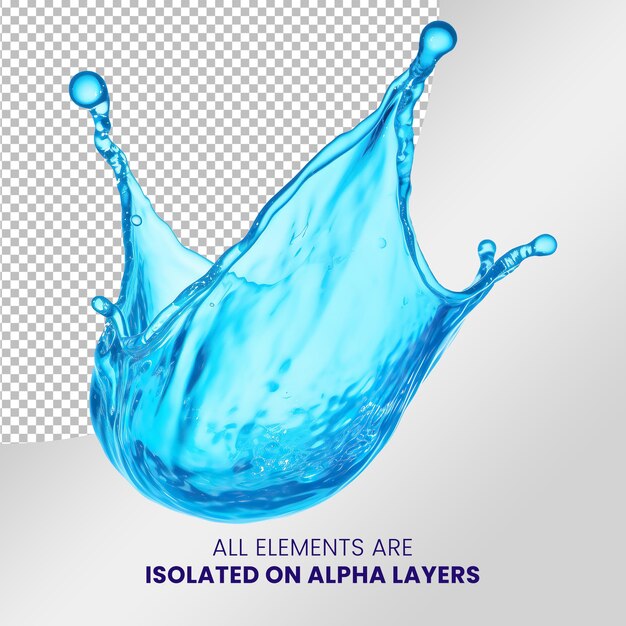 Salpicaduras de agua aisladas en la capa alfa png