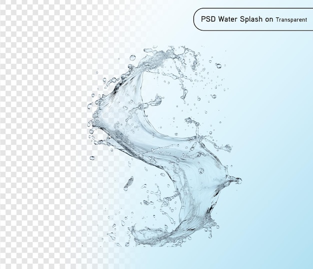 Salpicaduras de agua azul aisladas en fondo transparente psd y png