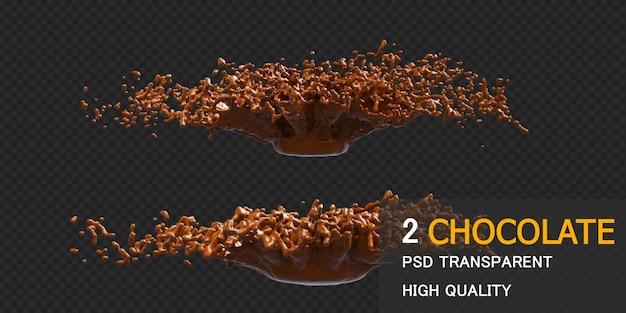 PSD salpicaduras de agua de chocolate con gotas diseño aislado psd premium