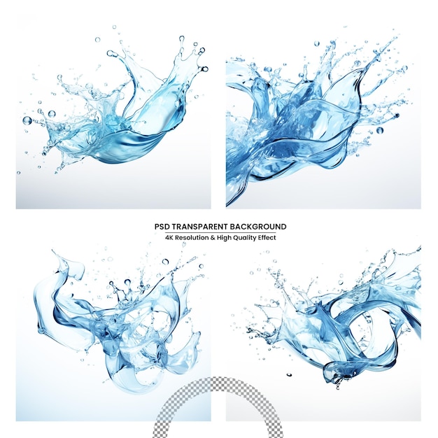 PSD salpicaduras de agua conceptos de agua ondas de agua natural pura concepto de bebida saludable fondo transparente