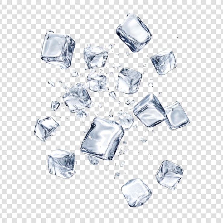PSD las salpicaduras de agua de los cubos de hielo que caen