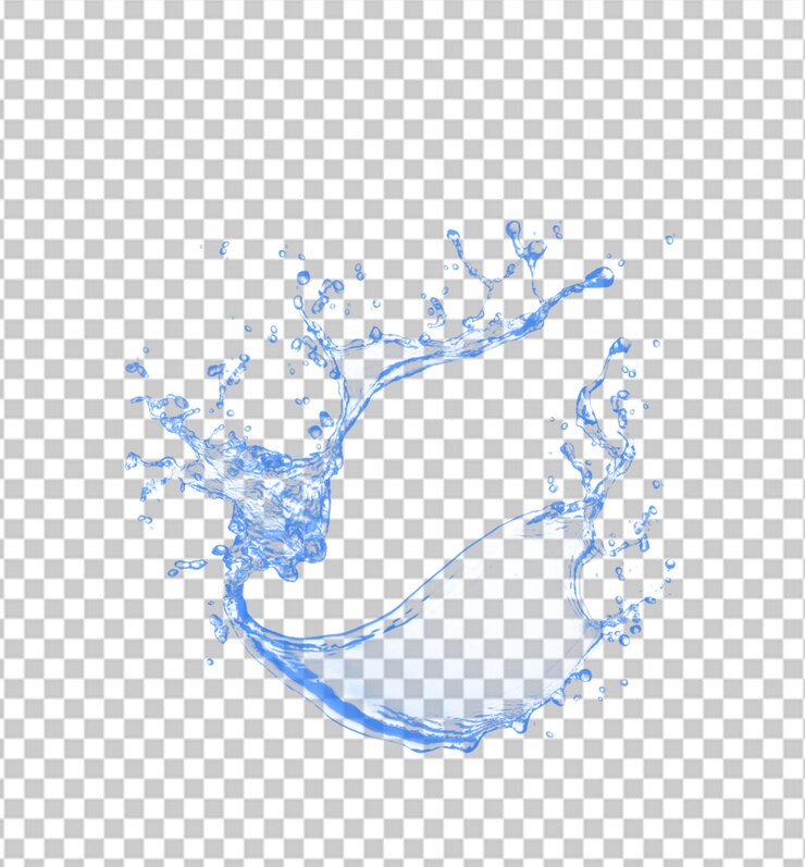 Salpicaduras de agua con fondo transparente