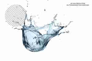 PSD salpicaduras de agua en vidrio aisladas sobre un fondo transparente