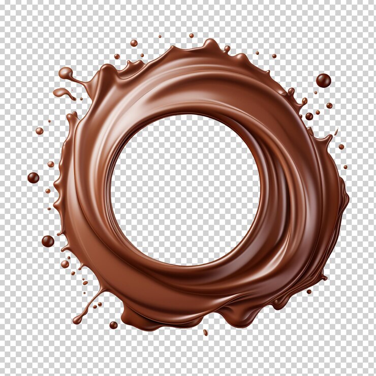 PSD las salpicaduras de chocolate en forma de círculo cortadas en transparente
