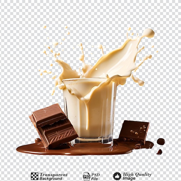 PSD salpicaduras de chocolate y leche de chocolate blanco aisladas sobre un fondo transparente