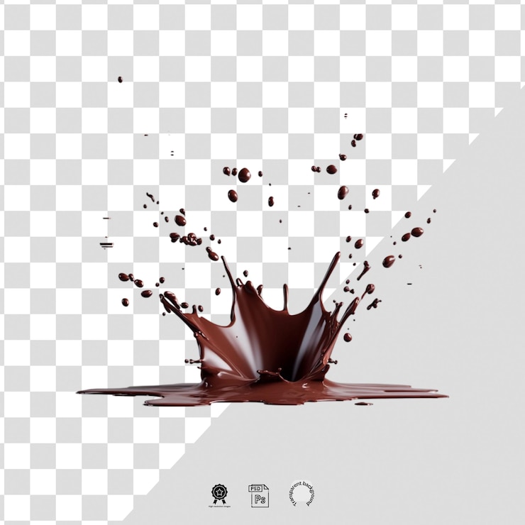 PSD salpicaduras de chocolate con leche sobre un fondo blanco transparente png