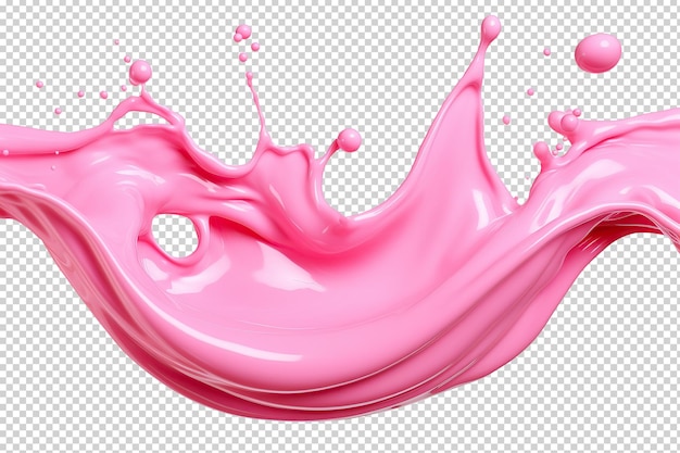 PSD salpicaduras de crema o yogur rosa recorte sobre transparente