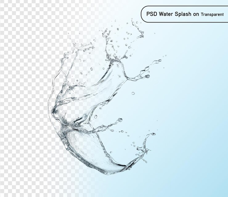 PSD salpicaduras de água azuis isoladas em fundo transparente psd e png