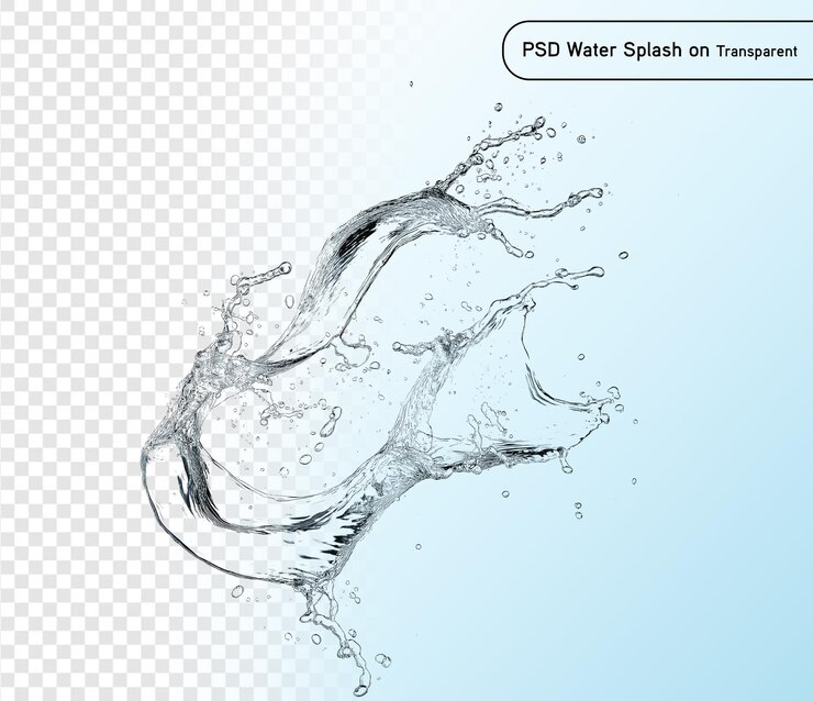 PSD salpicaduras de água azuis isoladas em fundo transparente psd e png