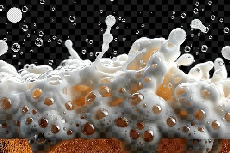 PSD las salpicaduras de espuma blanca de cerveza aisladas sobre un fondo transparente png