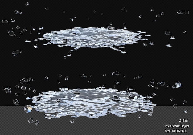 Salpicaduras de gotas de agua aisladas 3d render