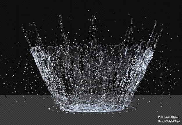 PSD salpicaduras de gotas de agua aisladas 3d render