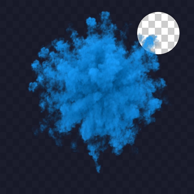 salpicaduras de humo azul sobre fondo transparente