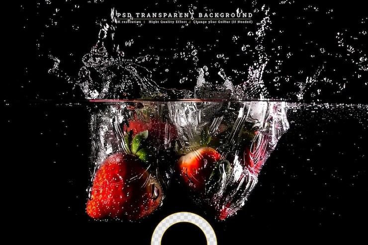 PSD salpicaduras de jugo de cereza sobre un fondo transparente