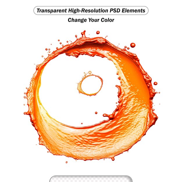 PSD salpicaduras de jugo de naranja aisladas en blanco transparente