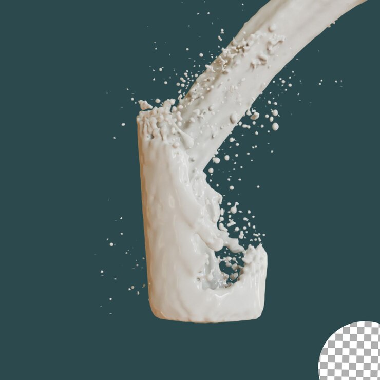 PSD salpicaduras de leche 3d realista