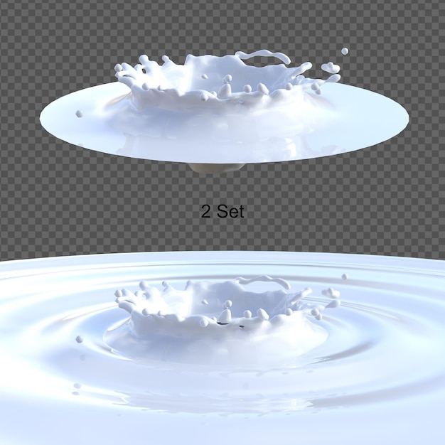 Salpicaduras de leche aisladas en 3D