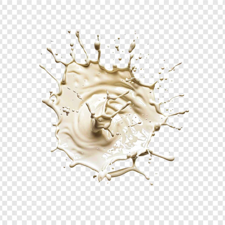 PSD salpicaduras de leche aisladas sobre un fondo transparente