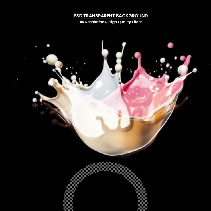 PSD salpicaduras de leche y chocolate aisladas en blanco