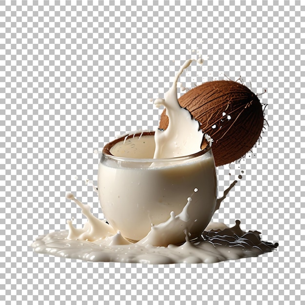 Salpicaduras de leche de coco aisladas sobre un fondo transparente Ai generativo