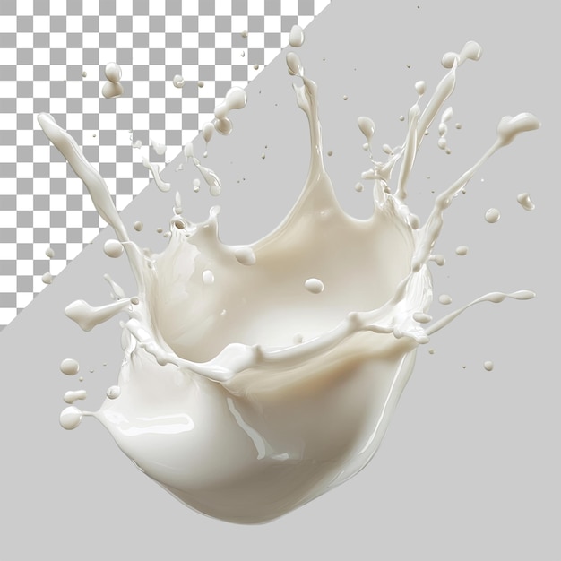 salpicaduras de leche o crema aisladas sobre un fondo transparente