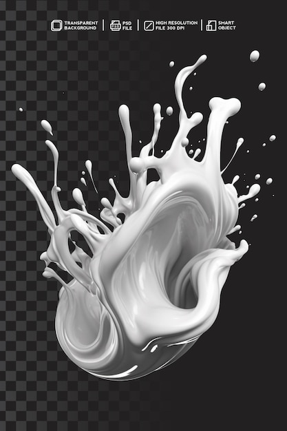 salpicaduras de leche realistas o olas con gotas y salpicaduras de líquido aisladas en un fondo transparente