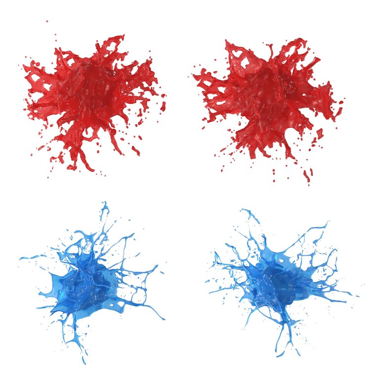 PSD salpicaduras de líquido de color aislado fondo transparente representación 3d