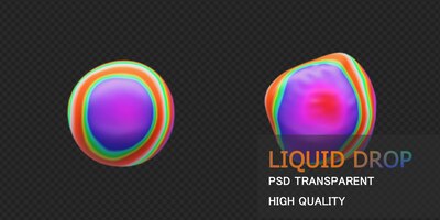 PSD salpicaduras de líquido colorido renderizado 3d premium psd