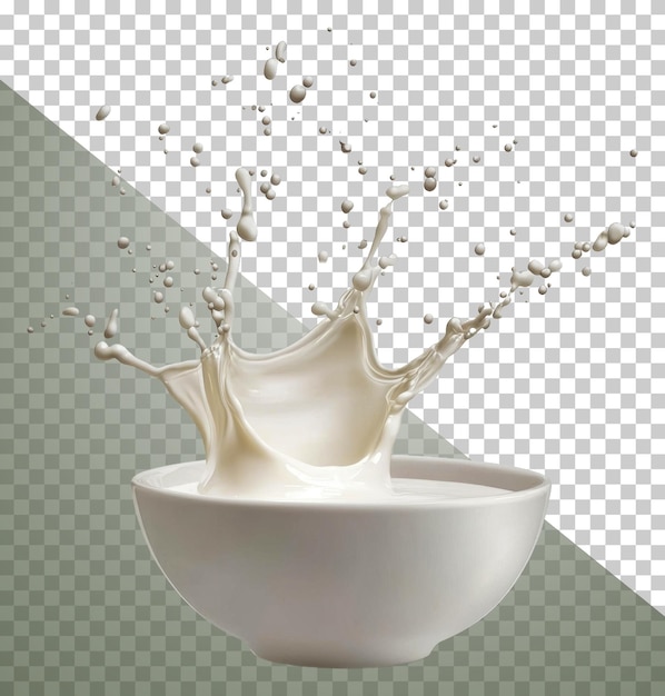 Las salpicaduras de líquido cremoso en un cuenco blanco cortado png