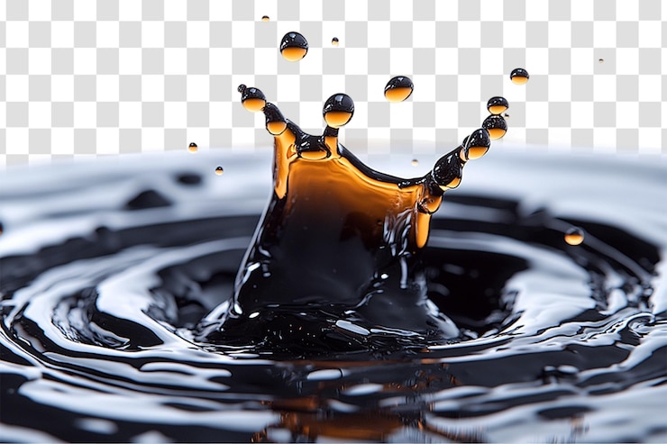 PSD salpicaduras de líquido negro ilustración en 3d rendering en 3d