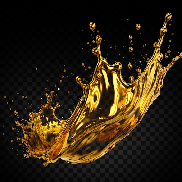 Salpicaduras de oro líquido sobre fondo transparente