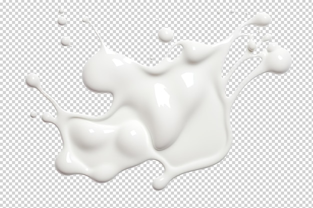 Salpicaduras de pintura blanca o leche Recorte sobre transparente