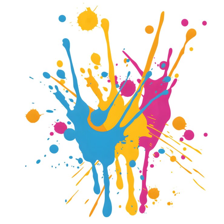 PSD las salpicaduras de pintura de colores en fondo transparente
