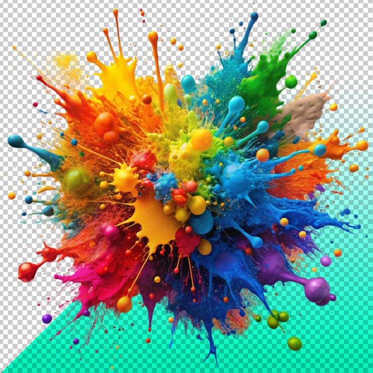 PSD salpicaduras de pintura de colores en un fondo transparente