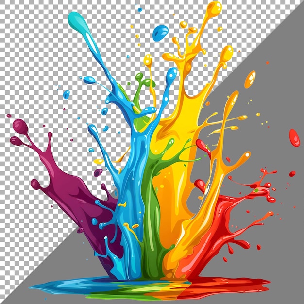 Las salpicaduras de pintura coloridas en el fondo transparente generadas por ai