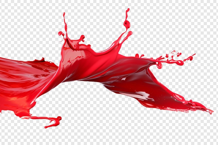 PSD salpicaduras de pintura roja aisladas sobre un fondo transparente