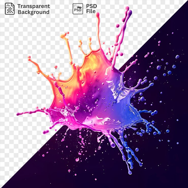 PSD las salpicaduras de tinta de neón símbolo vectorial choque vibrante de color en el aire