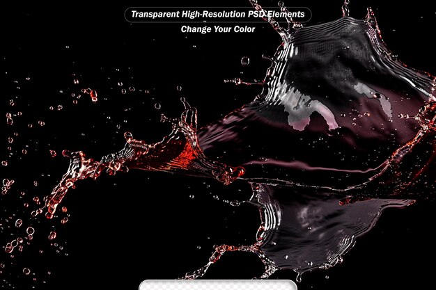 PSD salpicaduras de vino rojo sobre un fondo negro