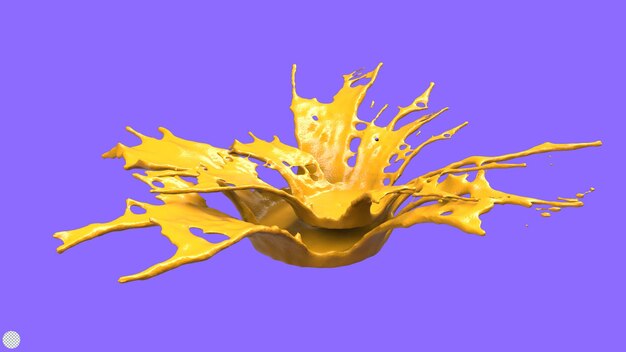 PSD salpico de suco de laranja 3d render ilustração onda líquida
