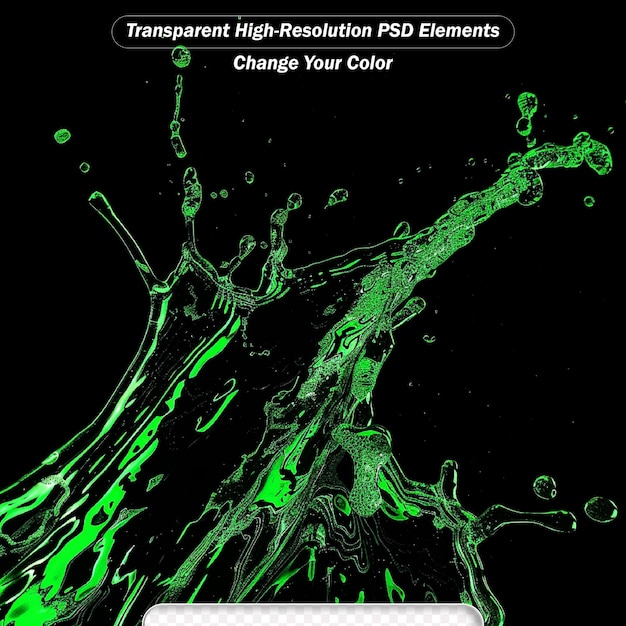 PSD salpico de suco isolado em fundo preto belo salpico verde